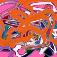 an orange and pink abstract painting